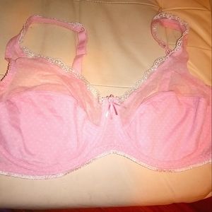 42c pink polka dot under wire lightly lined nwot bra